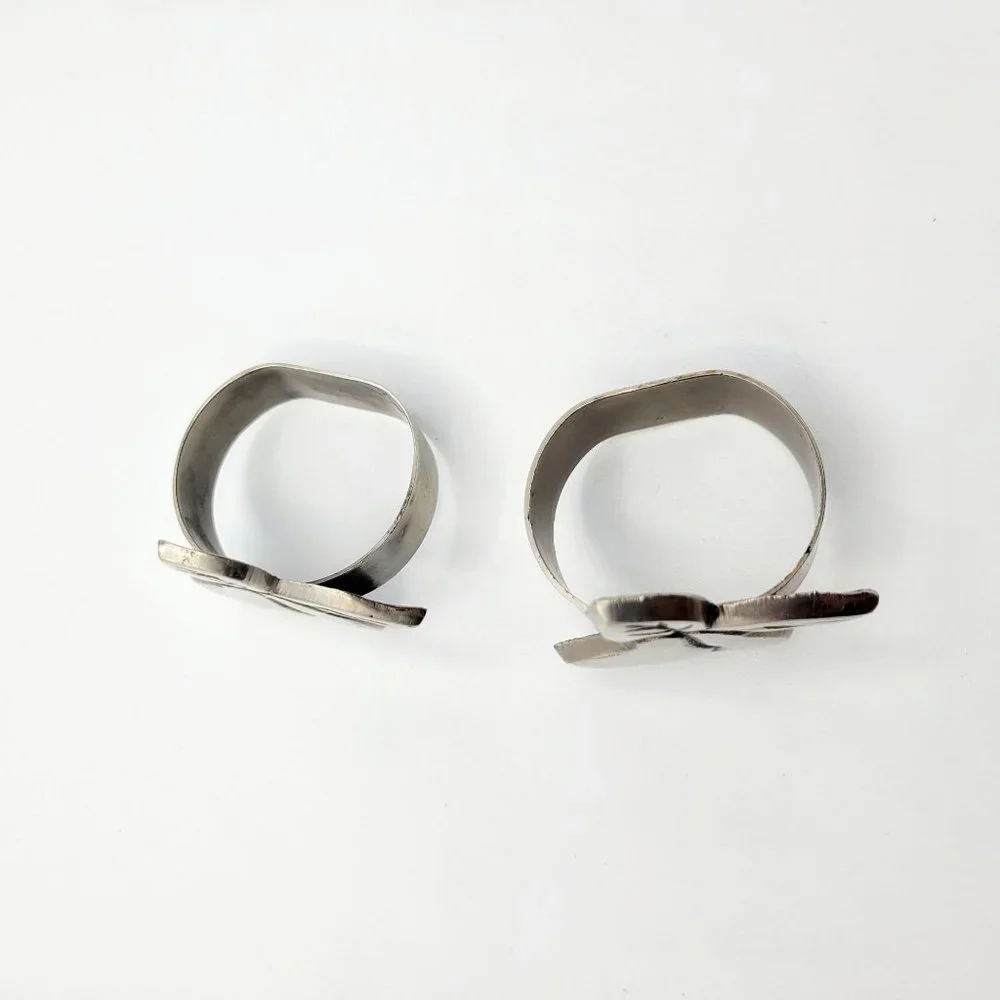 Metal Pear Shaped Napkin Rings Lot of 2 Fruit Silver Colored Food Replacement